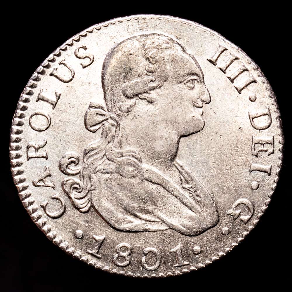 Carlos IV (1788-1808). 2 reales. 1801. Sevilla. CN. (Cal 2019-722). Ag. 5,95 gramos. EBC-.