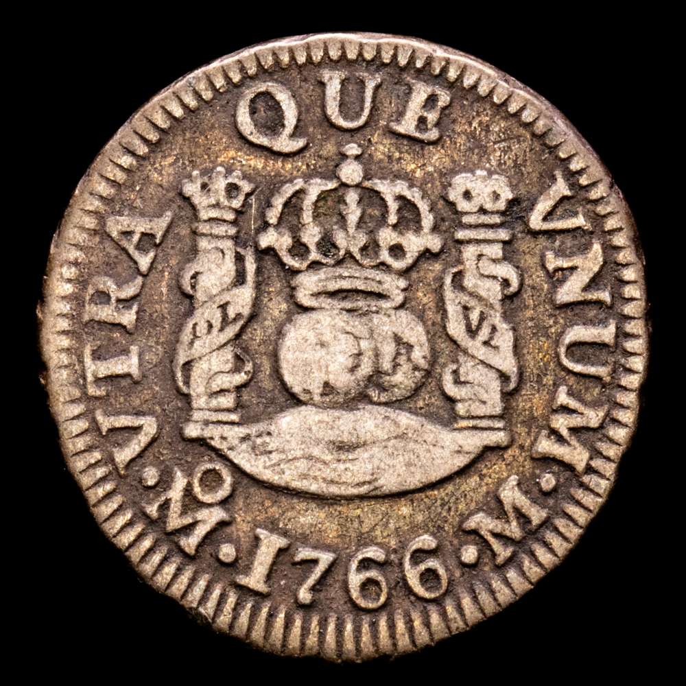 Carlos III (1759-1788). 1/2 real. 1766. México. M. (Cal-184). Ag. 1,61 gramos. MBC-.