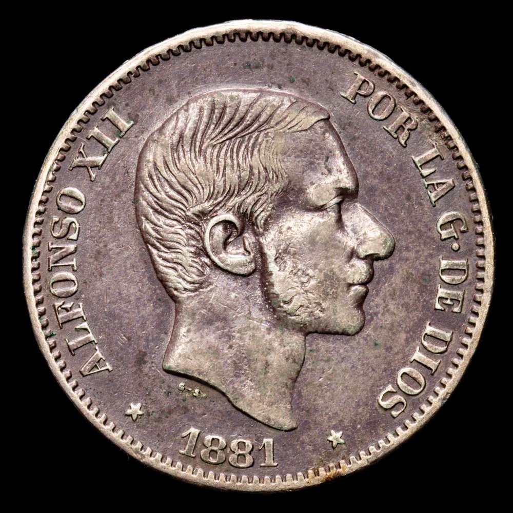 Alfonso XII. 50 Céntimos. (12,83g.). Manila. 1881. AC-114. MBC+. Bonita tonalidad. Colonia española.