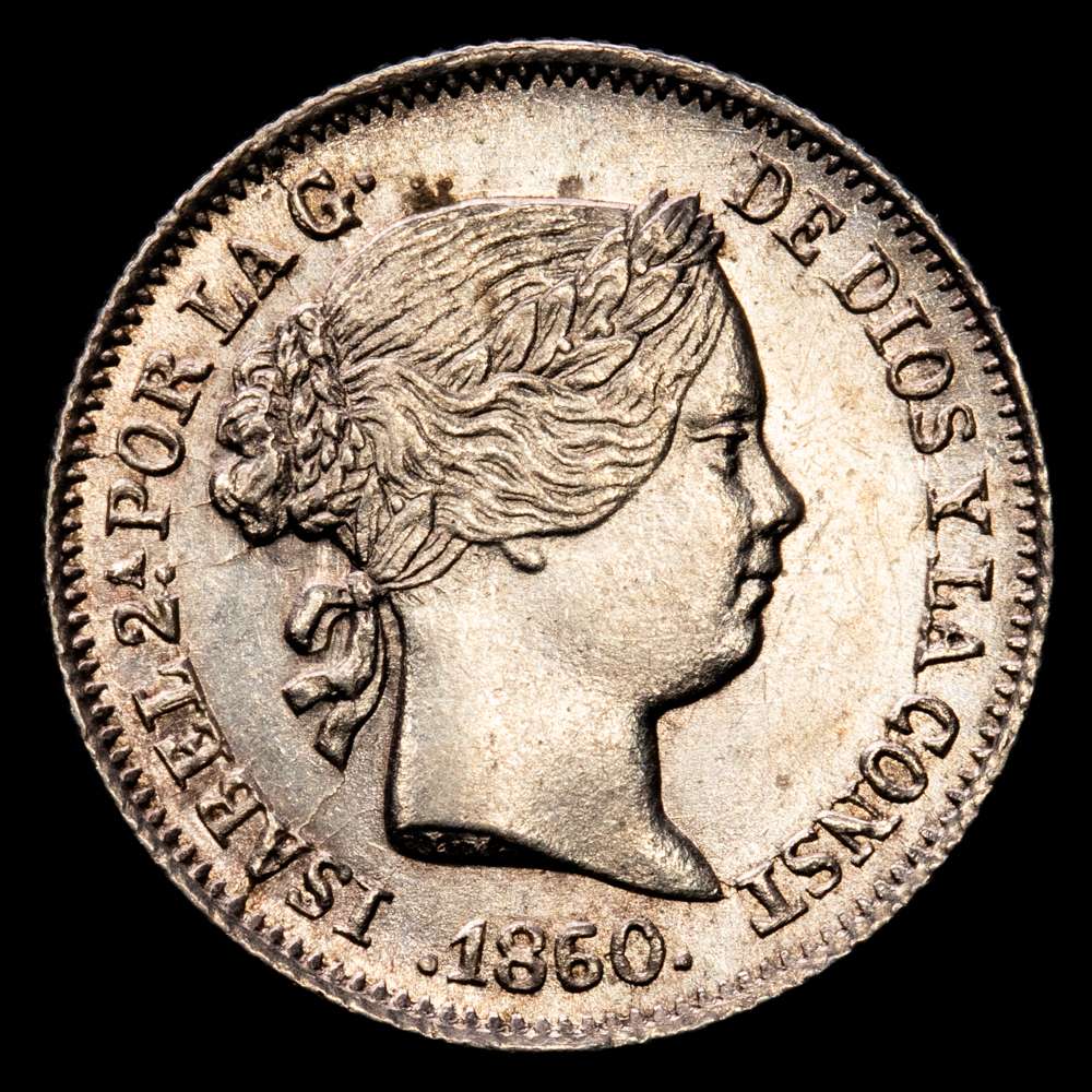 Isabel II (1833-1868). 1 real. 1860. Barcelona. (Cal-286). Plata: 1,28 gramos. EBC.