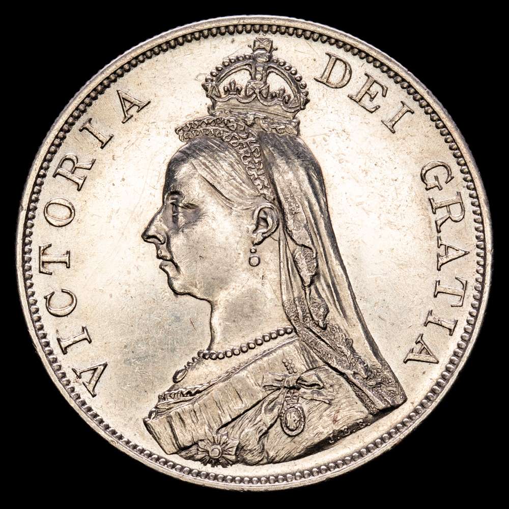 Gran Bretaña. Victoria. 2 florines. 1889. (Km-763). Ag. 22,63 gramos. Brillo original. UNC-.