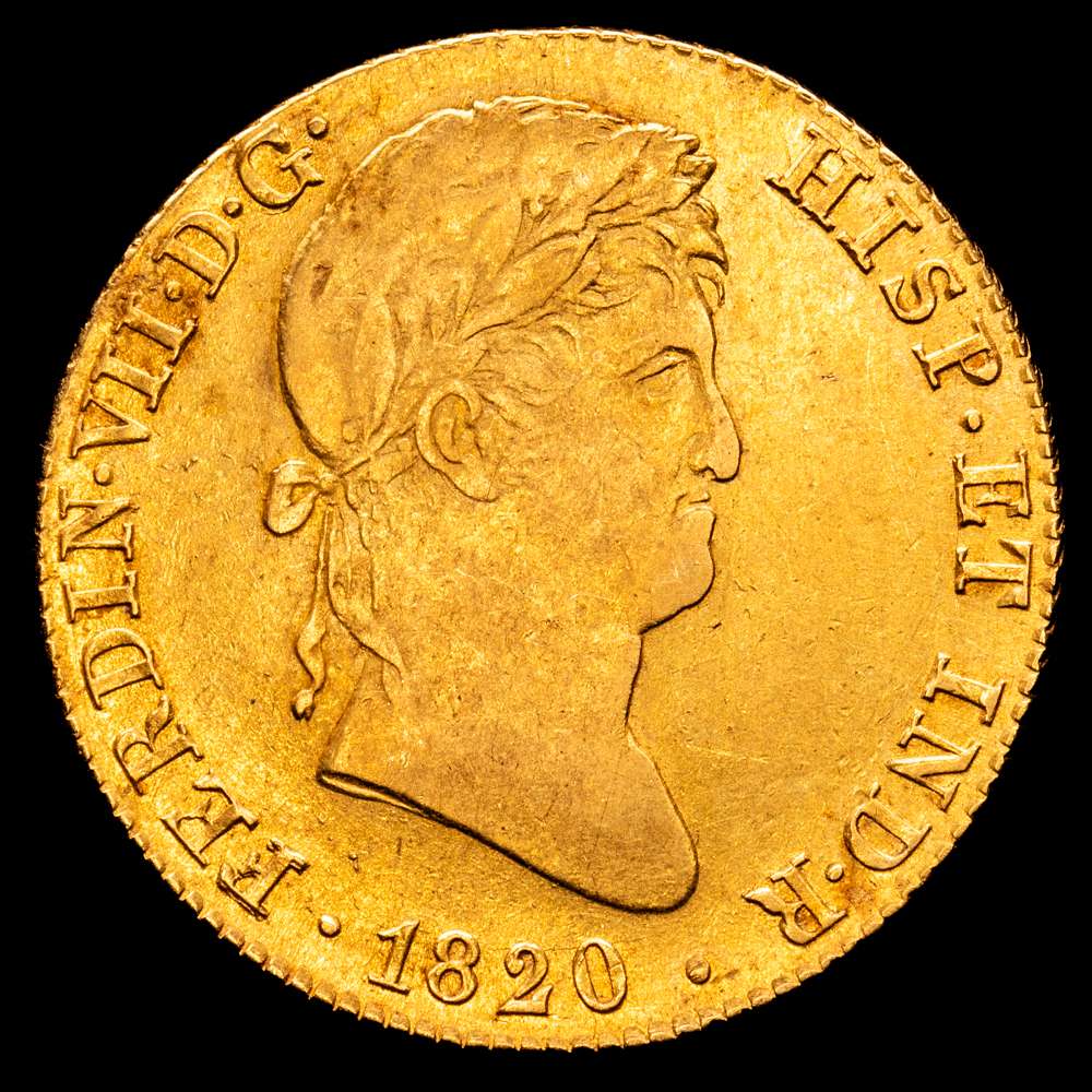 Fernando VII. 4 Escudos. (13,43 g.). Madrid. 1820. G·J. (AC. 1716). Parte del brillo original. EBC-.