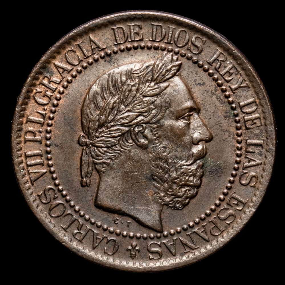 Carlos VII Pretendiente. 10 Centimos de Peseta. (9,64 g.). Oñate. 1875. CAL-6. EBC+/EBC