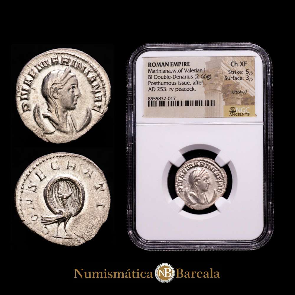 DIVA MARINIANA (Fallecida antes del 253). Antoniniano. Roma. Acuñada bajo Valeriano I. (21 mm.2,66 g). MIR 214b; RIC 5. Encapsuldo por NGC como Ch XF. Strike: 5/5, Surface: 3/5.
