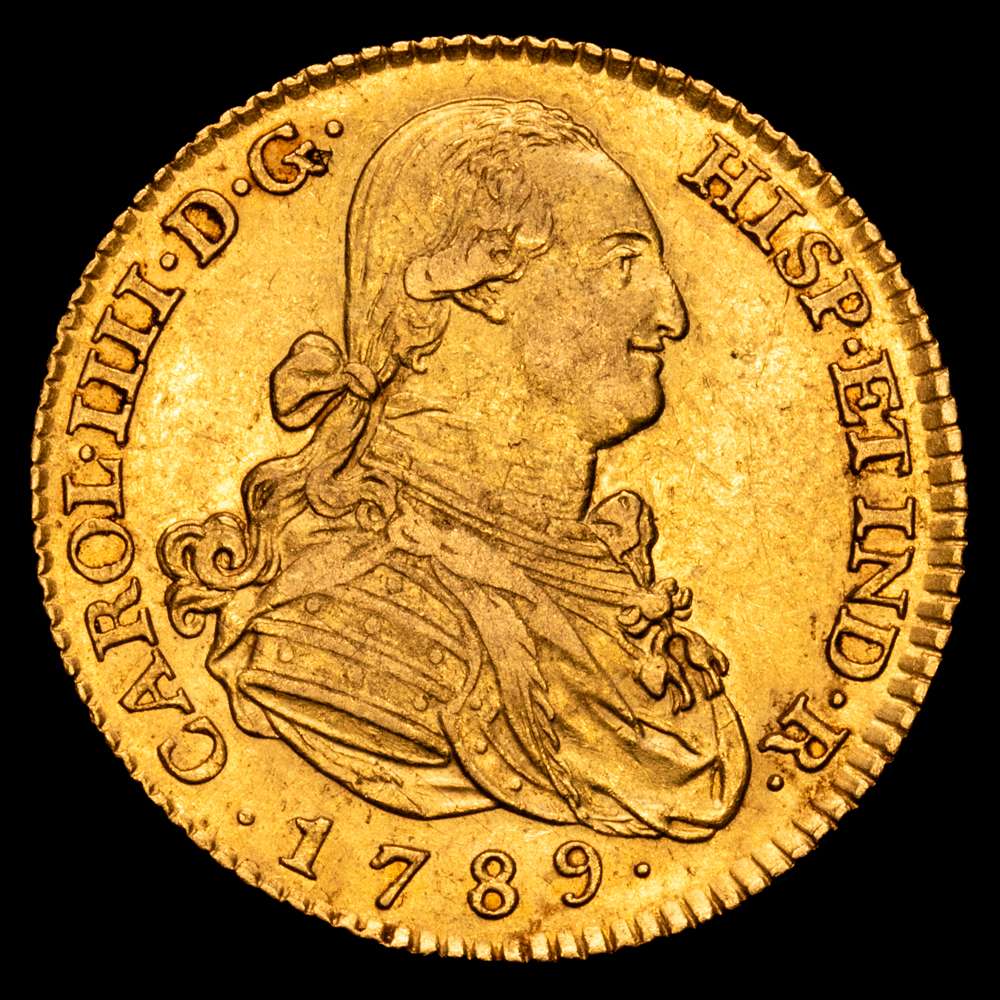Carlos IV. 2 Escudos. (6,74 g.). Madrid. 1789. M·F. AC-1274. Bonito color. EBC-.