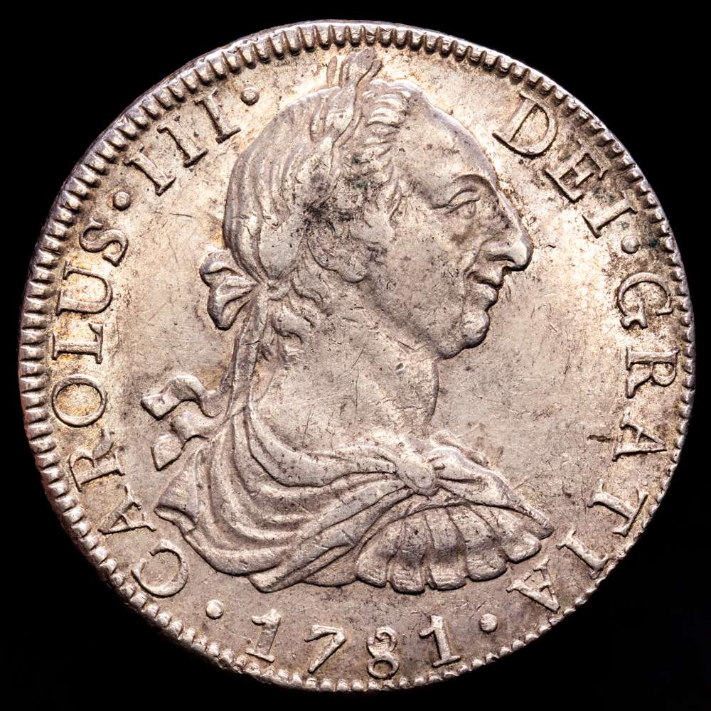 Carlos III (1759-1788). 8 reales. 1781. México. FF. (Cal-1121). Ag. 26,99 g. Restos de brillo original. MBC+/EBC-.