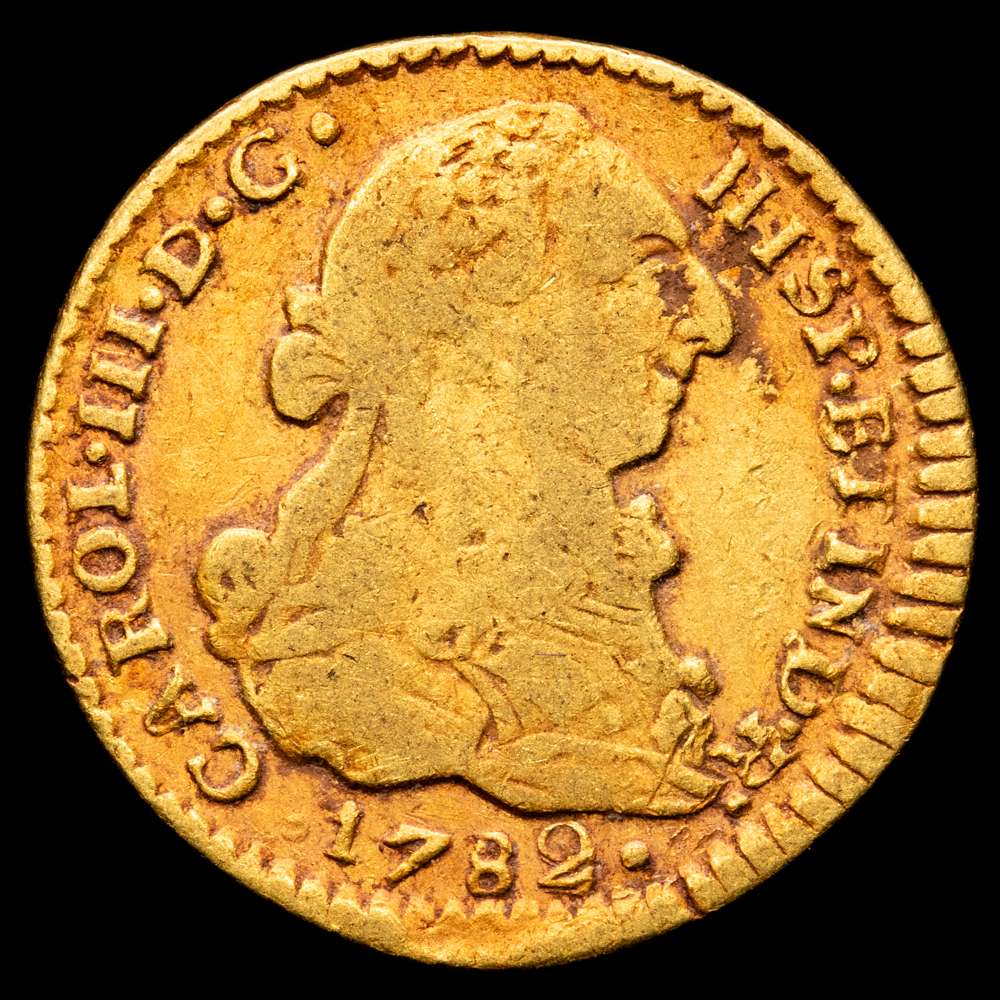 Carlos III. 1 Escudo. (3,33 g.). Popayán. 1782. J·F. AC-1427. BC+/MBC-.