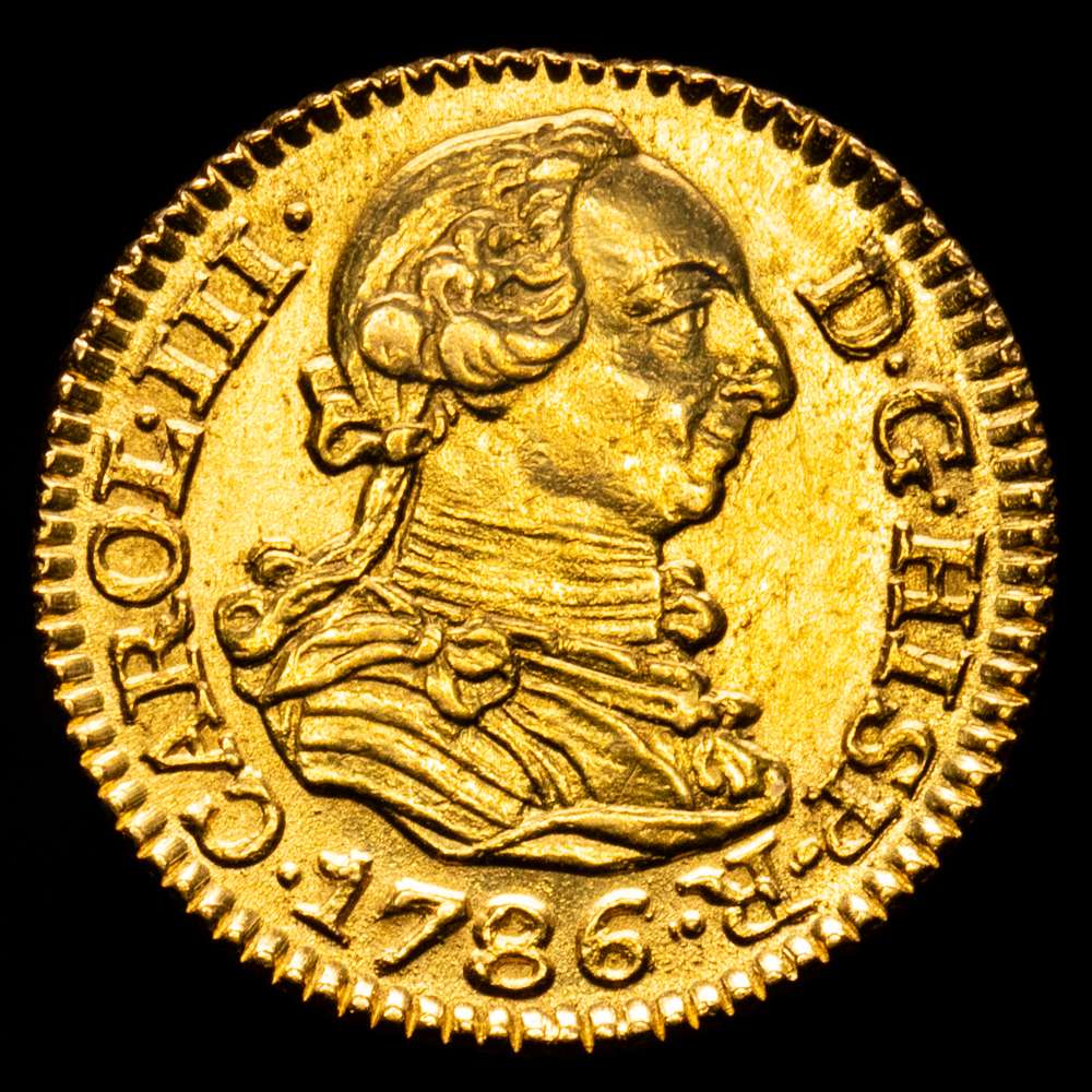Carlos III (1759-1788). 1/2 escudo. 1786. Madrid. DV. (Cal-1280). Au. 1,74 gramos. Restos de brillo originales. EBC+.