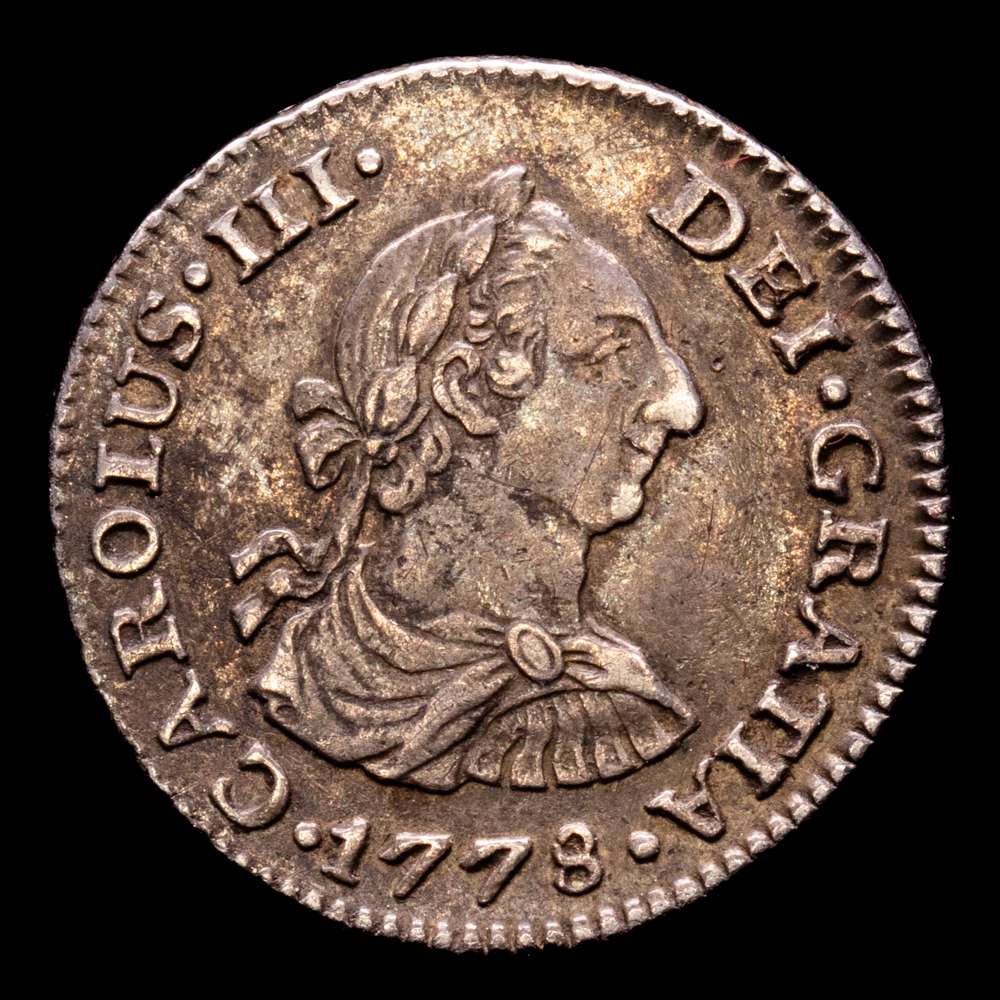 Carlos III (1759-1788). 1/2 real. 1778. México. FF. (Cal-203). Ag. 1,67 g. Pátina antigua. MBC+.