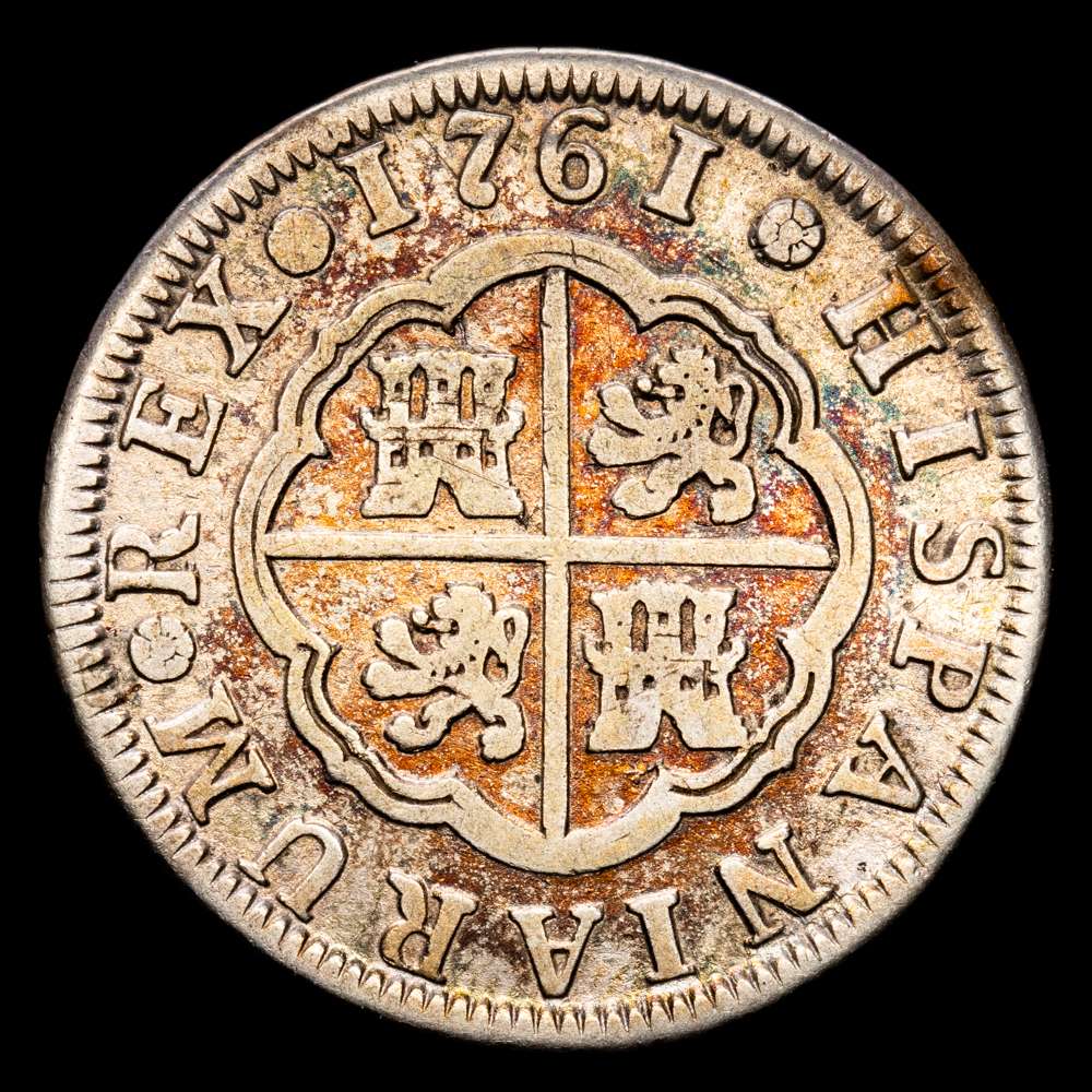 Carlos III. 2 Reales. (5,57 g.). Madrid. 1761. J·P. AC-609. MBC.