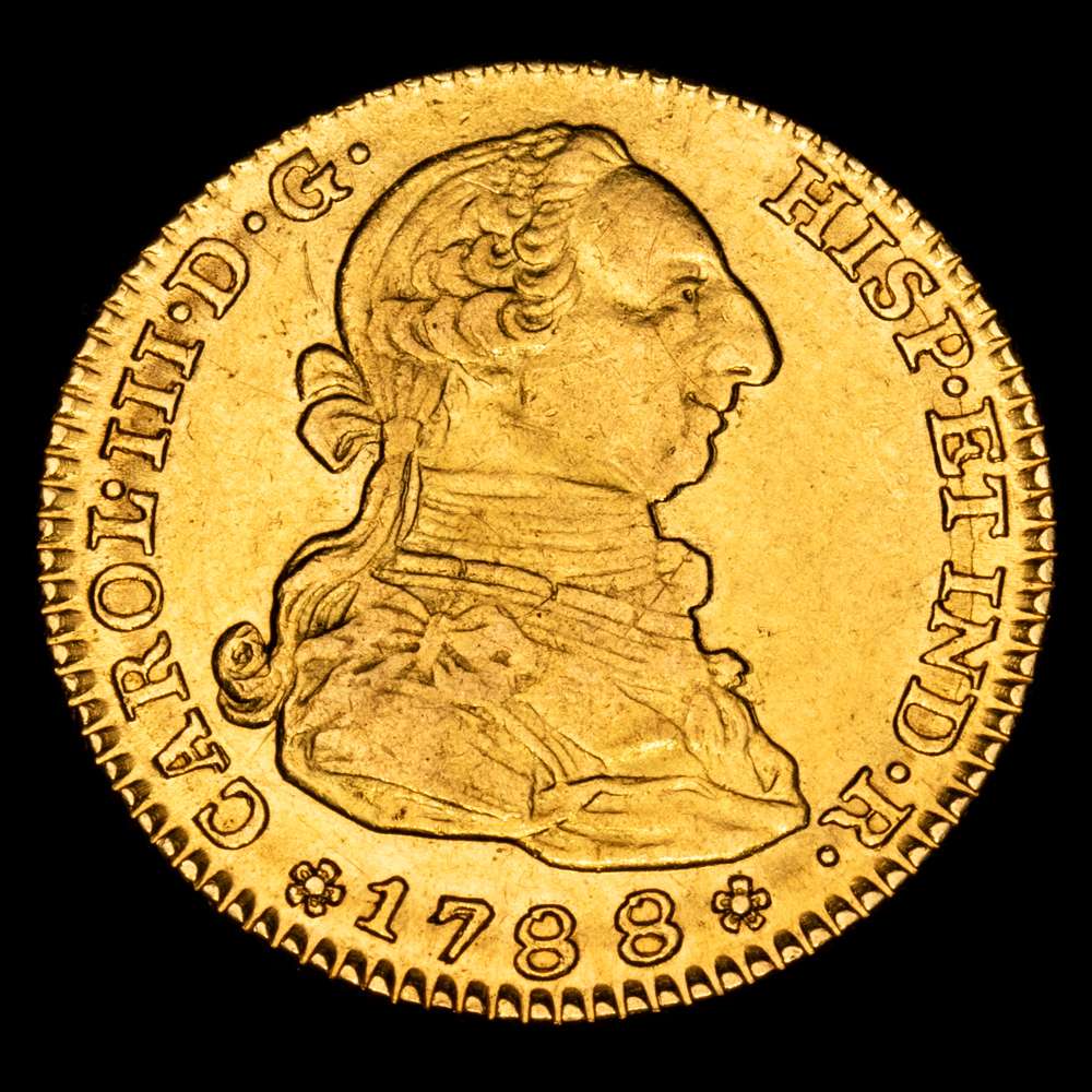 Carlos III (1759-1788). 2 escudos. 1788. Madrid. M. (Cal-1578). Au. 6,73 gramos.  Atractivo. EBC-.