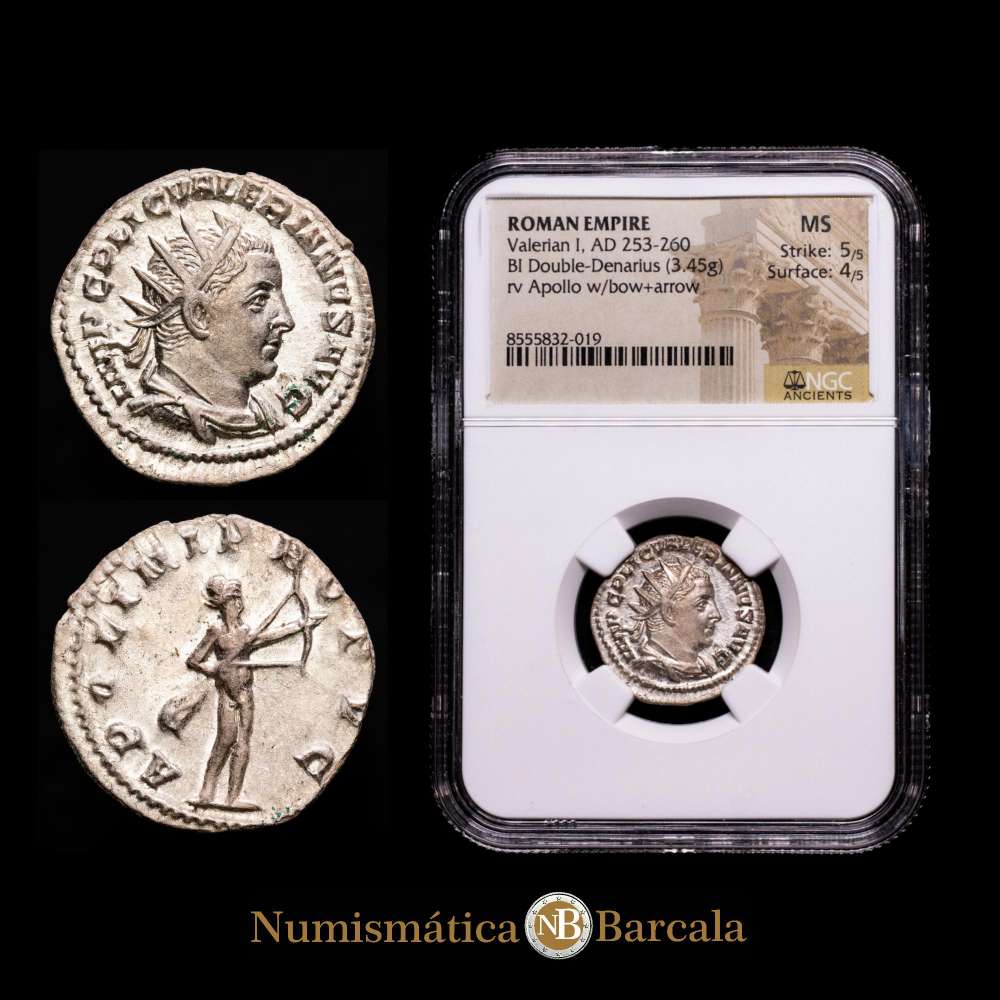 Valeriano I. 253-260 d. C. Antoniniano o doble denario de plata (21 mm, 3,45 g, 12 h). Roma. Primera emisión, 253-254 d. C. Excelente estado de conservación, con todo su brillo original.