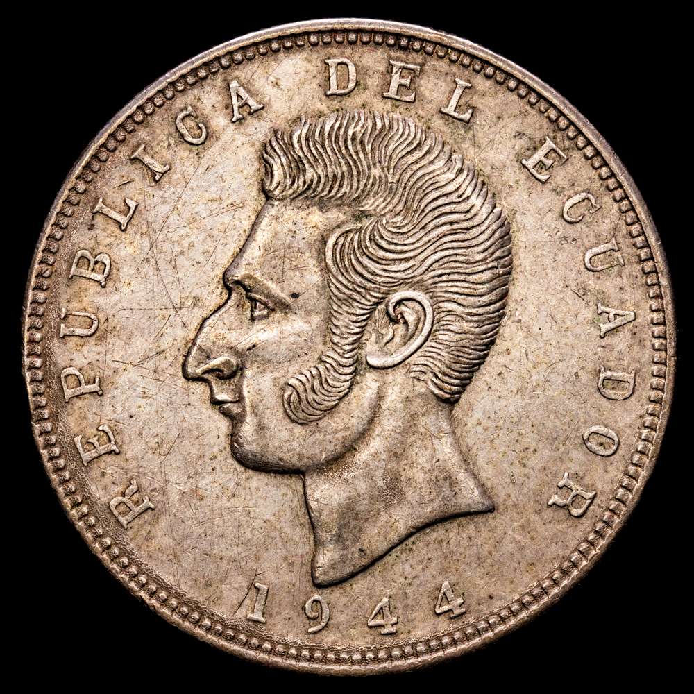 Ecuador. 1944. (México). 5 sucres. (KM. 79). AG. 25,04 gramos. EBC+.