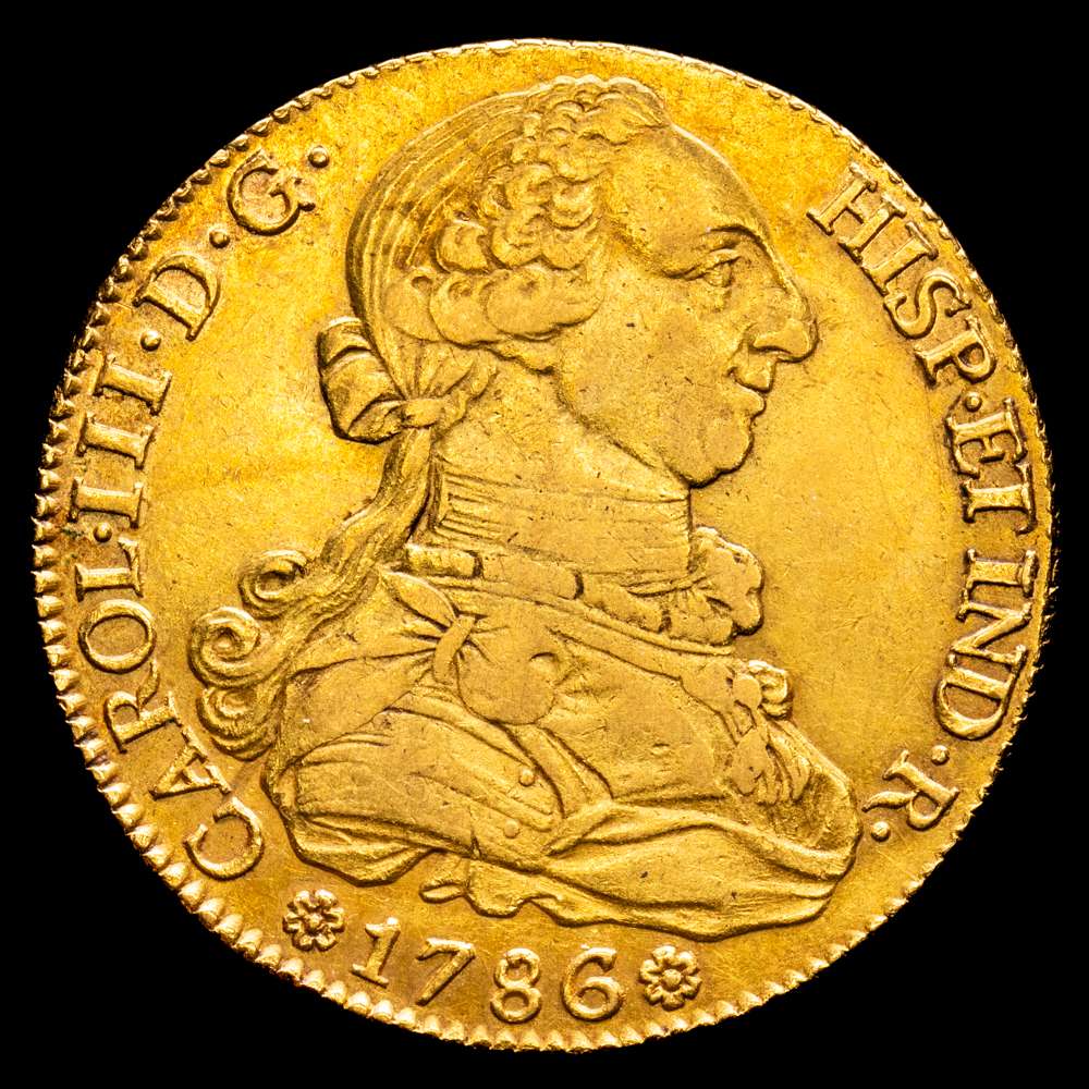 Carlos III (1759-1788). 8 escudos. 1786. Sevilla. C. (Cal-2191). (Cal onza-965). Au. 27,07 gramos. MBC+.