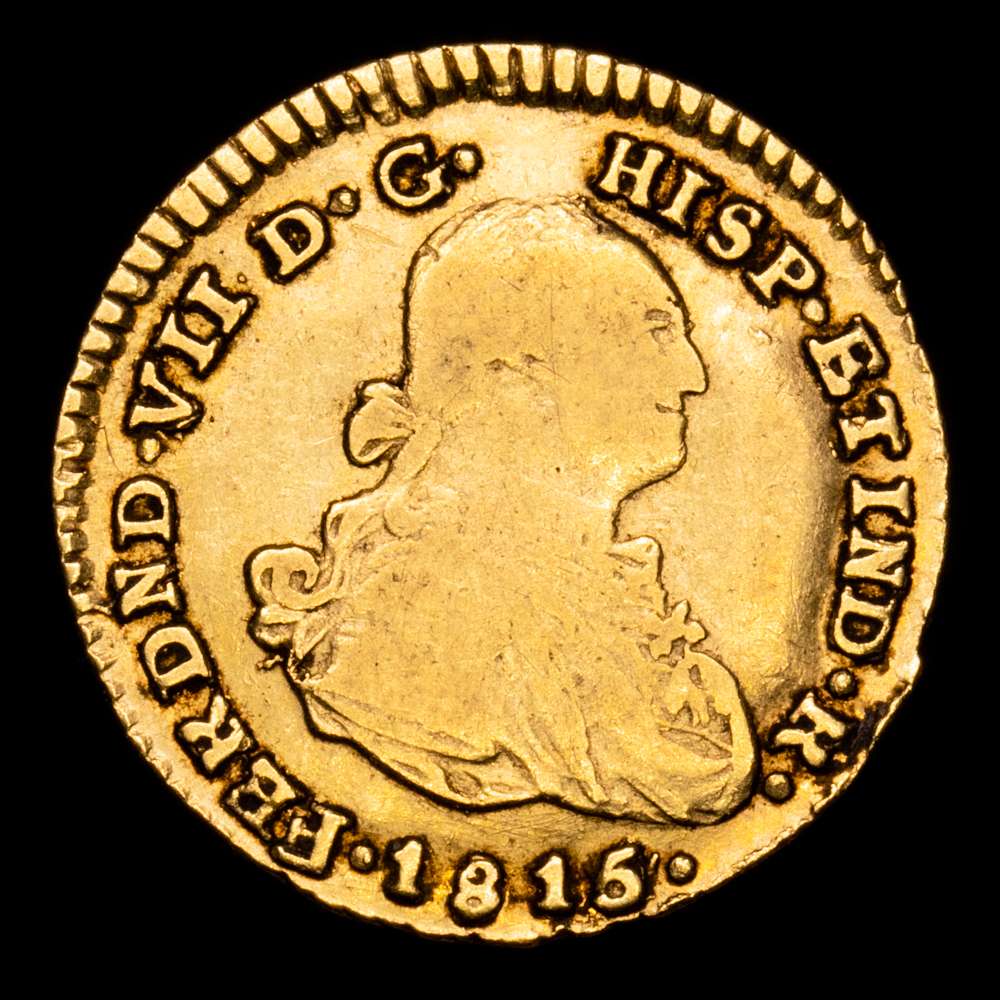 Fernando VII. 1 Escudo. (3,31 g.). Popayán. 1815. Ensayador J·F. MBC-. Muy rara!