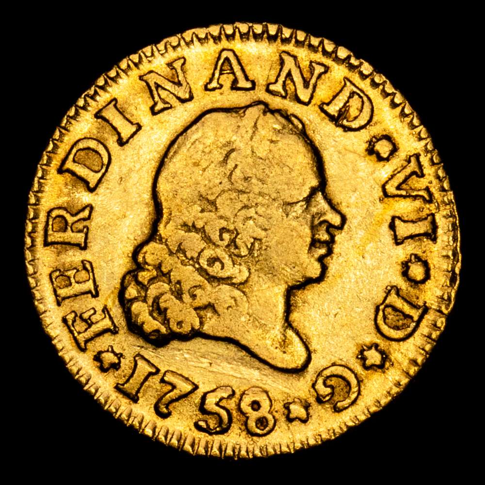 FERNANDO VI (1746-1759). 1758 JV. Sevilla. 1/2 escudo (AC 586). 1,75 gr Au. MBC.