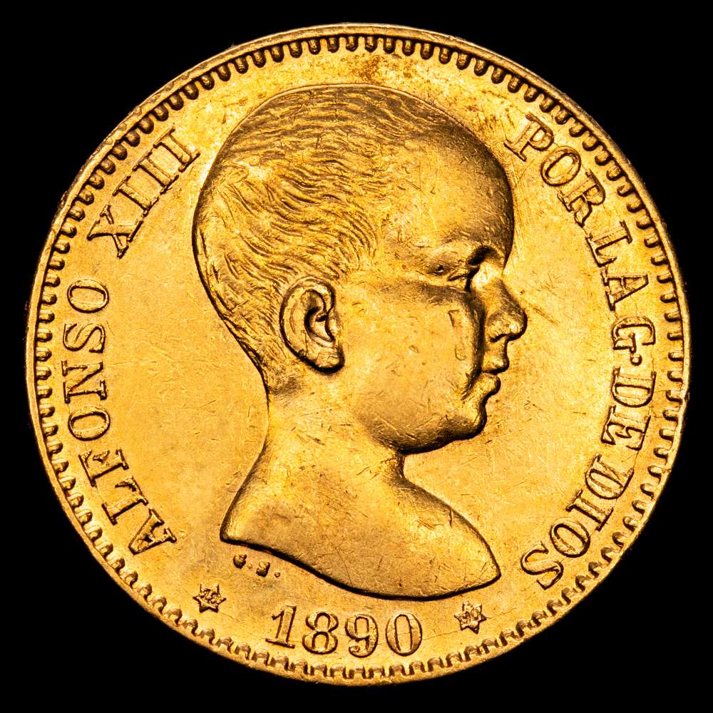 Centenario de la Peseta (1868-1931). Alfonso XIII (1886-1931). 20 pesetas. 1890*18-90. Madrid. MPM. (Cal-114). Au. 6,41 gramos. EBC.