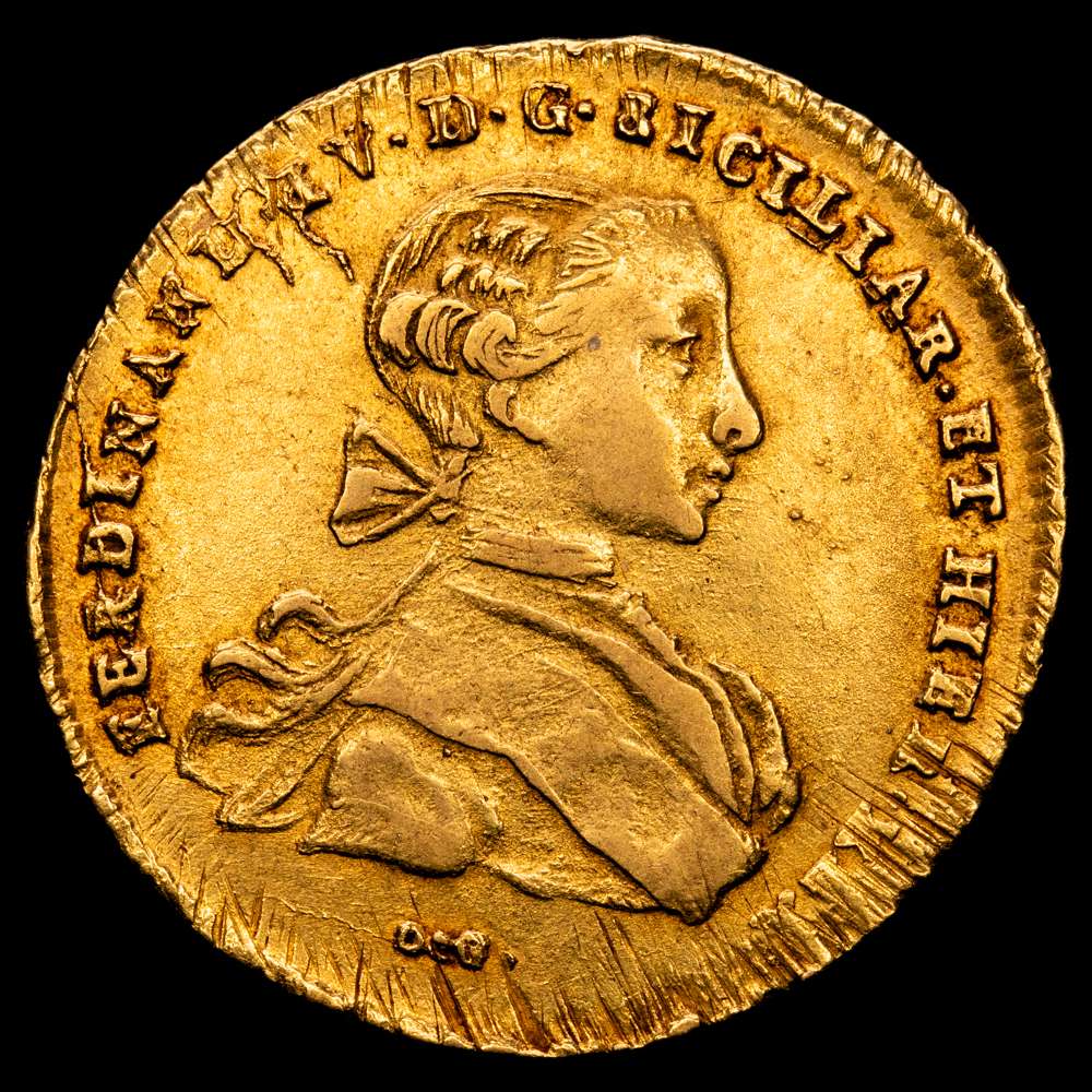 Fernando IV de Borbón (1759-1799) – 6 Ducati 1767 – Ceca: Nápoles – (CNI XX-568-45) (Pannuti-Riccio n 10) (Gig. n. 10) (Mont. n. 133). 8.82 gr. XF+.