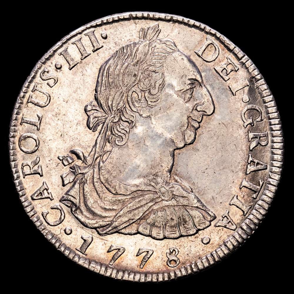 Carlos III. 8 Reales. (26,79 g.). Potosí. 1778. Ensayador P·R. Aureo y Calicó-1175. EBC.