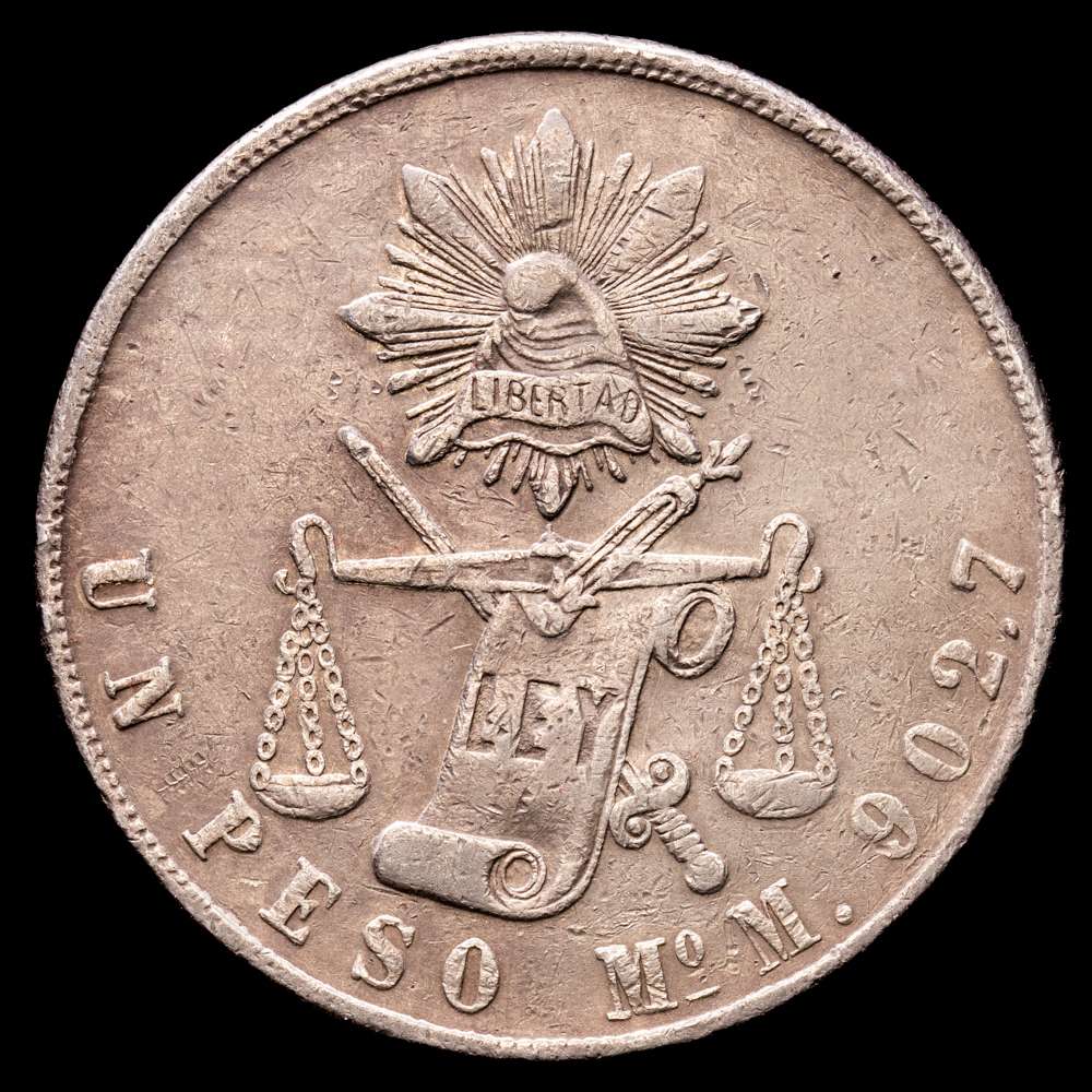 Repúbilca de México. 1 Peso. (26,86 g.). México. 1873. M. (Km-408.5). VF+.