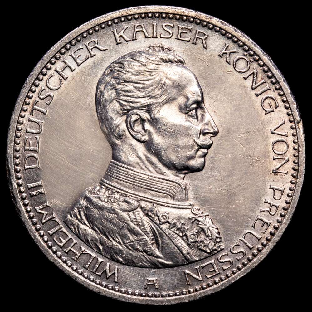 ALEMANIA. 5 Marcos (Ar. 27,77 g/38mm). 1914. Guillermo II. Berlín A. Prusia. (Km#536). XF+.