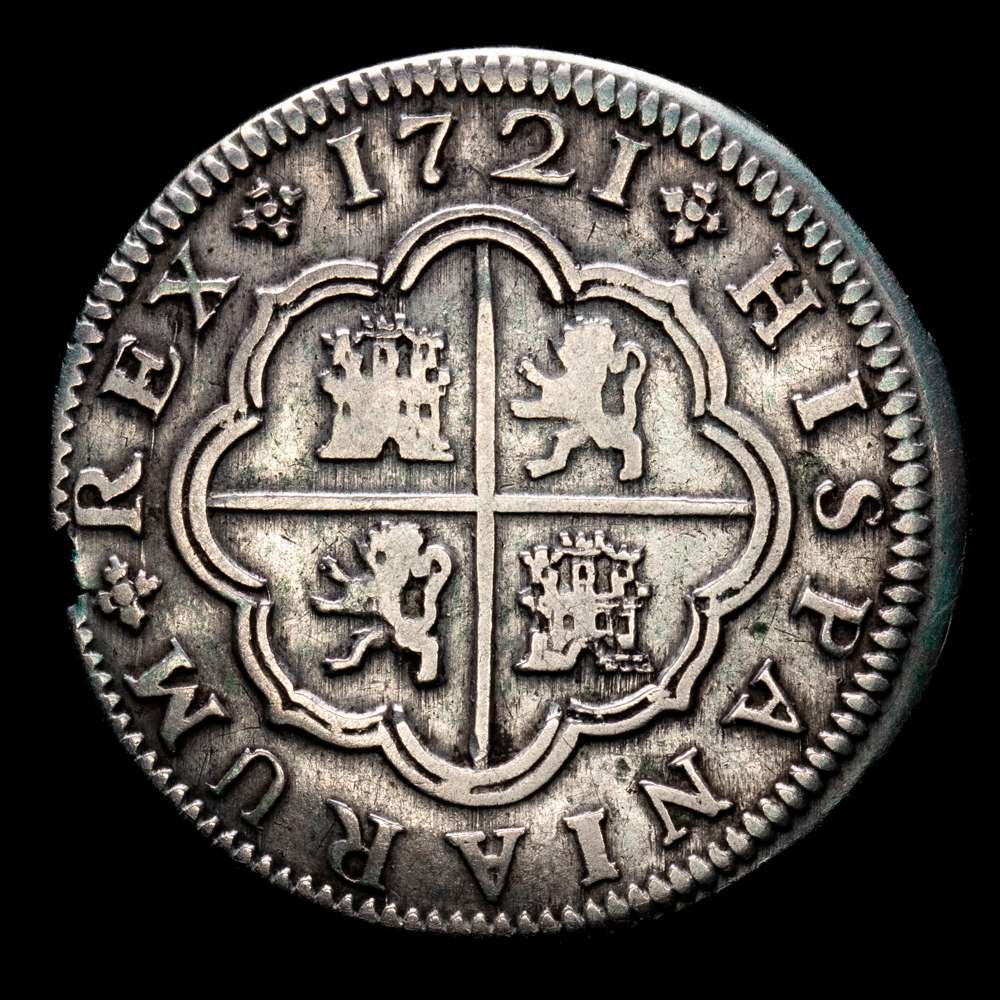2 Reales. 1721. Sevilla J. plata 833, 5,40g. FELIPE V. Cal-2019-979. MBC.