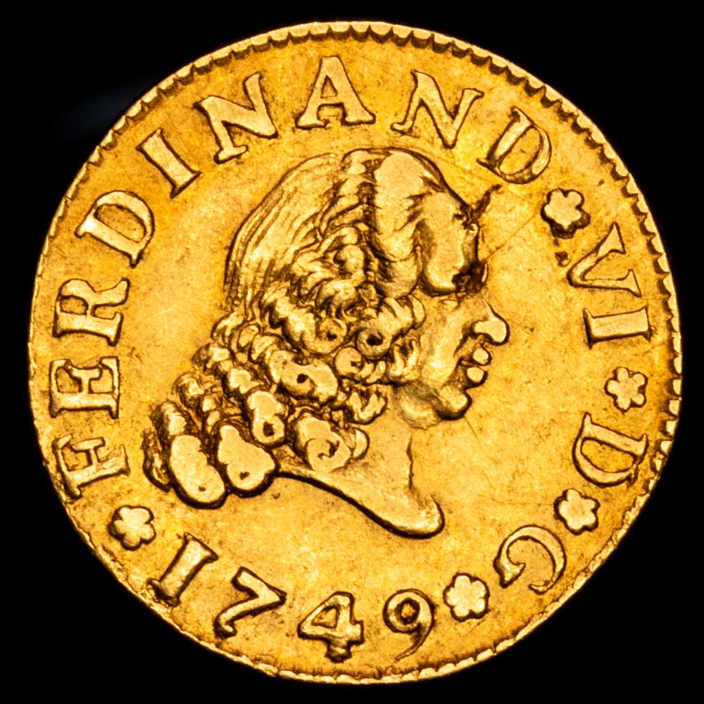 FERNANDO VI (1746-1759). 1749 JB. Madrid. 1/2 escudo (AC 551). 1,56 gr Au. MBC+