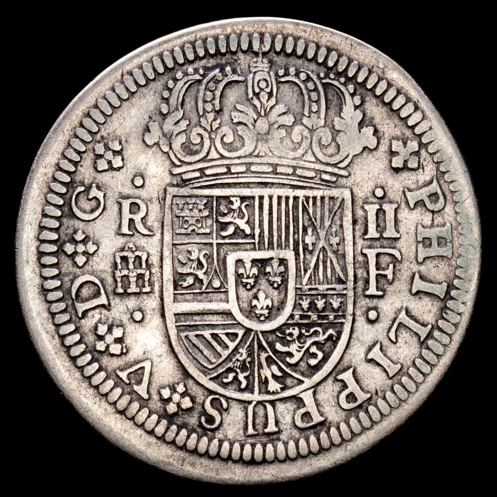 2 reales. 1721 F. Segovia. Felipe V. 5,29 g. plata 833. AC.954. MBC+/MBC.