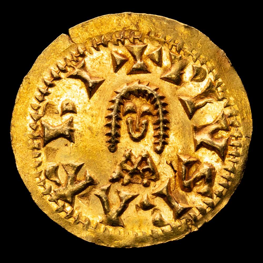 Reino visigodo Suintila (621-631). Barbí (Antequera). Triente. (CNV. 284.4) (R.Pliego 366i var). 1,49 gramos. Brillo original. UNC-. Excelente conservación. Escasa así.