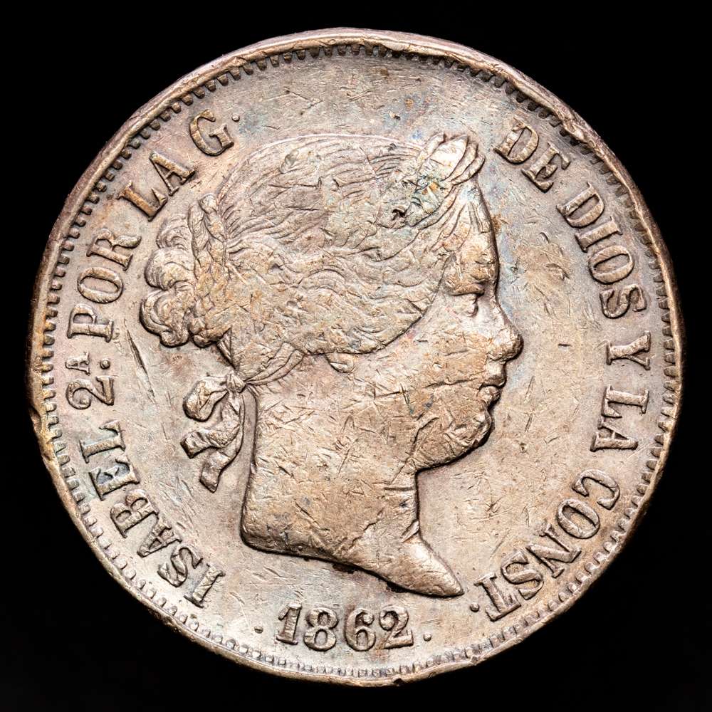 Isabel II. 20 Reales. (25,74 g.). Sevilla. 1862. AC-641. MBC. Muy rara.
