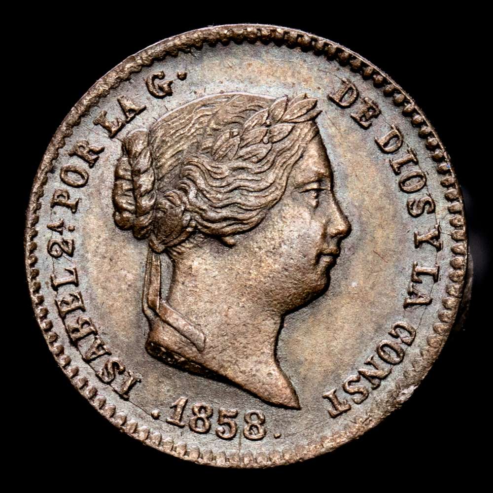 Isabel II. 5 Céntimos. (1,94 g.). Segovia. 1858. AC-163. EBC-.