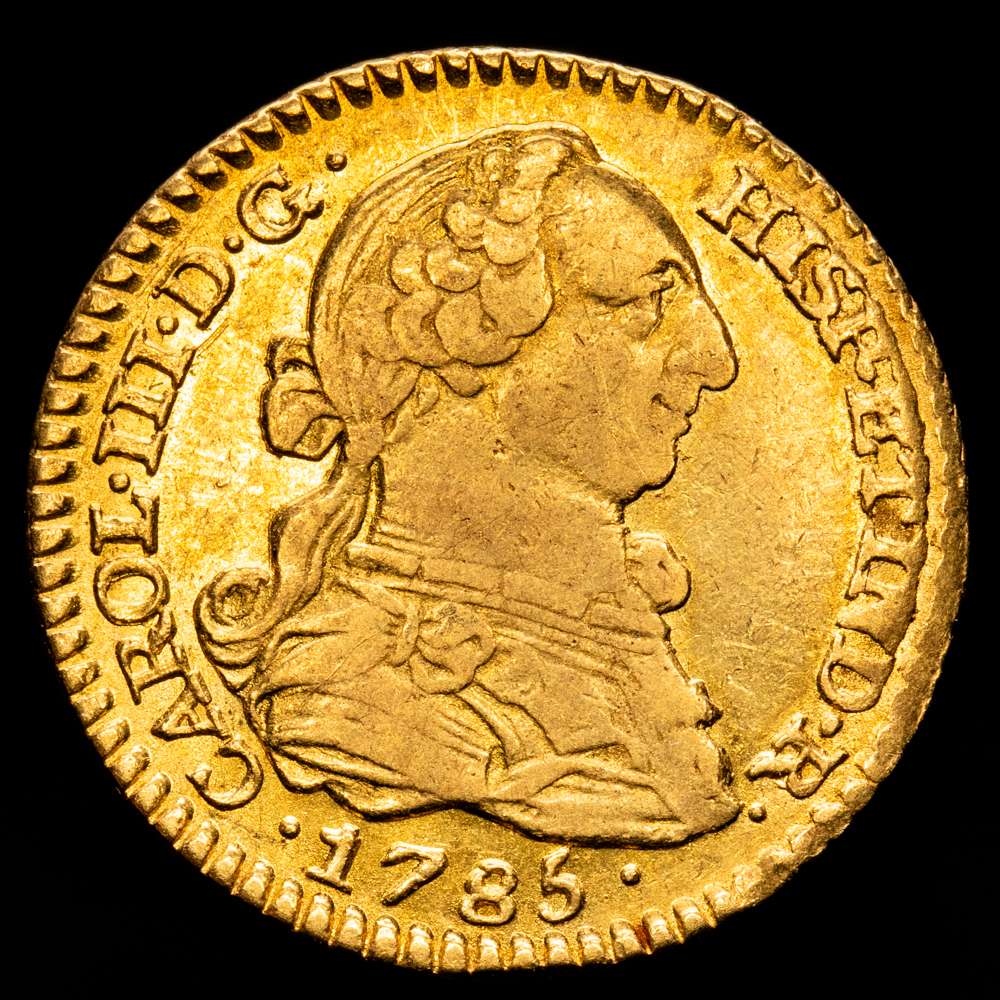 Carlos III (1759-1788). 1 escudo. (3,35 g.). Madrid. 1785. D·V. (Cal-1367). Au. MBC+.