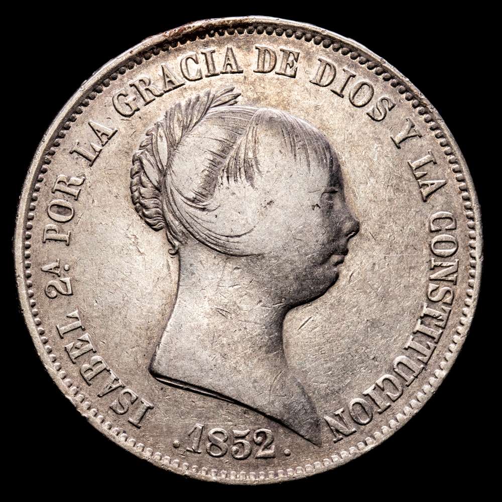Isabel II. 20 Reales. (25,9 g.). Madrid. 1852. AC-594. MBC-/MBC.
