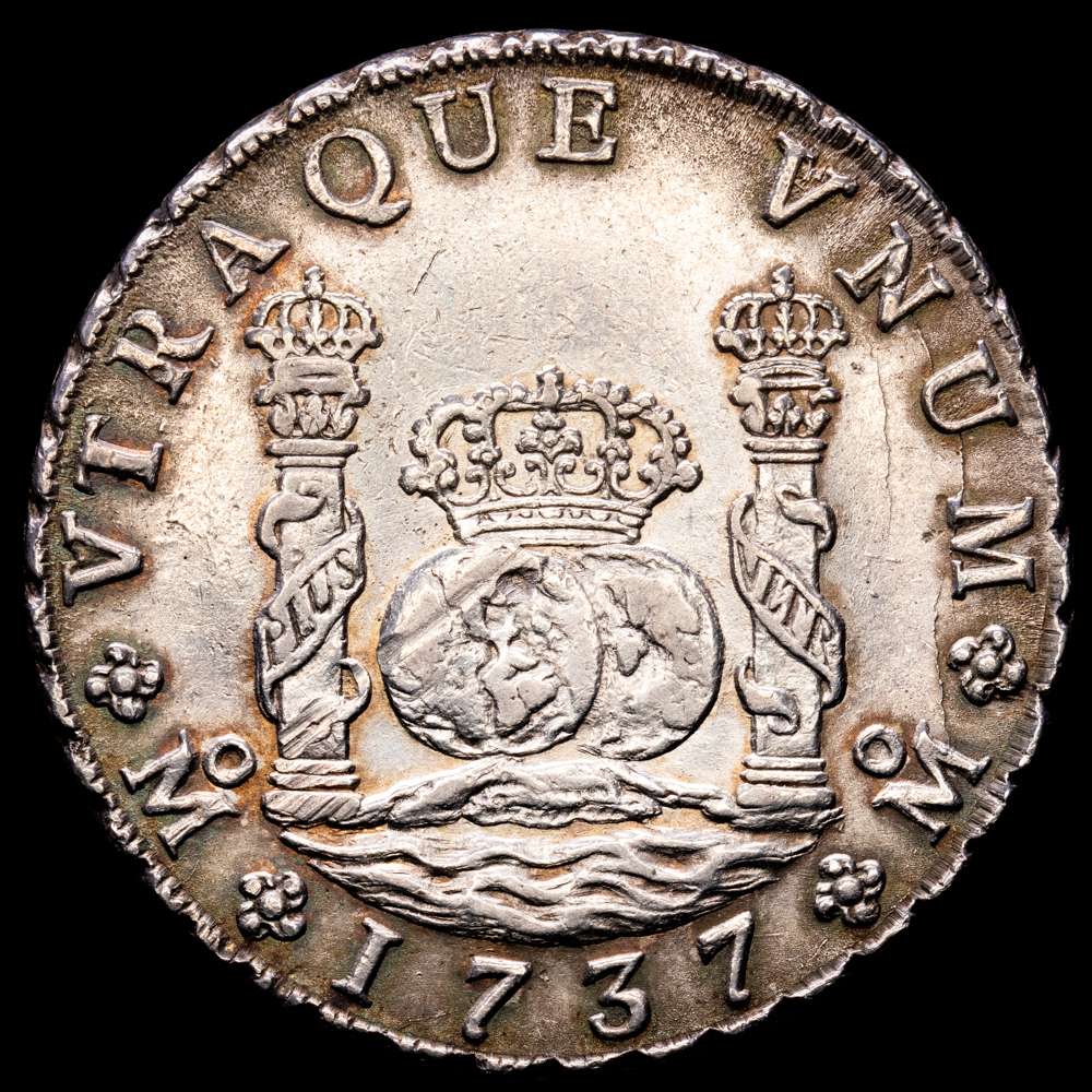Felipe V (1700-1746). 8 Reales. 1737. MÉXICO. M.F. 26,97 grs. Columnario. AC-1446; Cal-781. EBC.