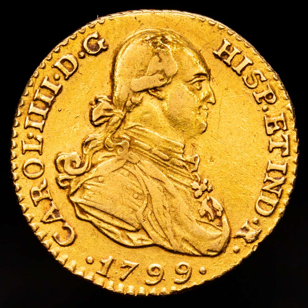 Carlos IV (1788-1808). 1 escudo. 1799. Madrid. MF. (Aureo y Calicó-1117). Au. 3,35 gramos. MBC+.