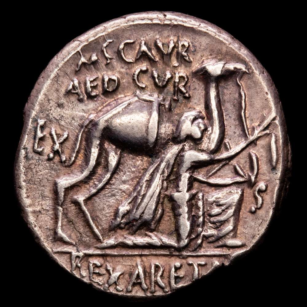 República Romana AEMILIA. Denario. Roma (58 a.C.).(3,93 gr). FFC-122. SB-9a. MBC+. Pátina antigua.