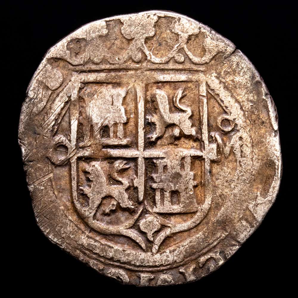 Juana y Carlos. Real. (3,23 g.). México. Ensayador O-M. Aureo y Calico-75. MBC-.