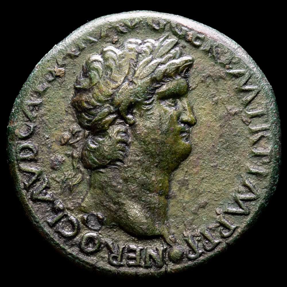 NERÓN (54-68). Sestercio. Lugdunum. RIC² 396. (18,23 g. 34 mm). VF+.
