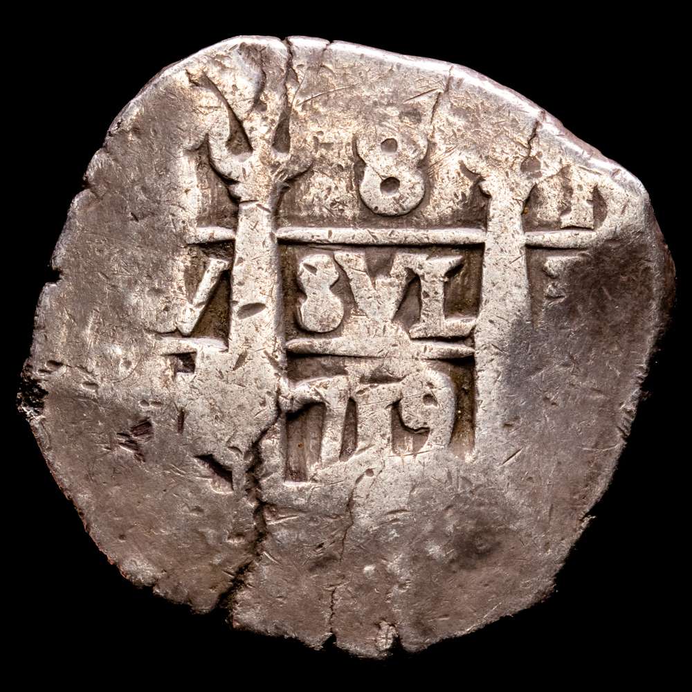 1719. Felipe V. Lima. M. 8 reales. (Cal-1291). 26,66 gramos. Rara. MBC-.