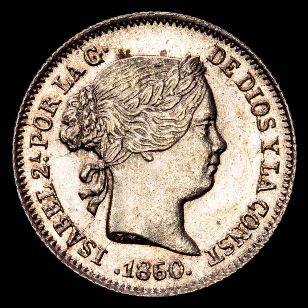 Isabel II (1833-1868). 1 real. 1860. Barcelona. (Cal-286). Plata: 1,28 gramos. EBC.