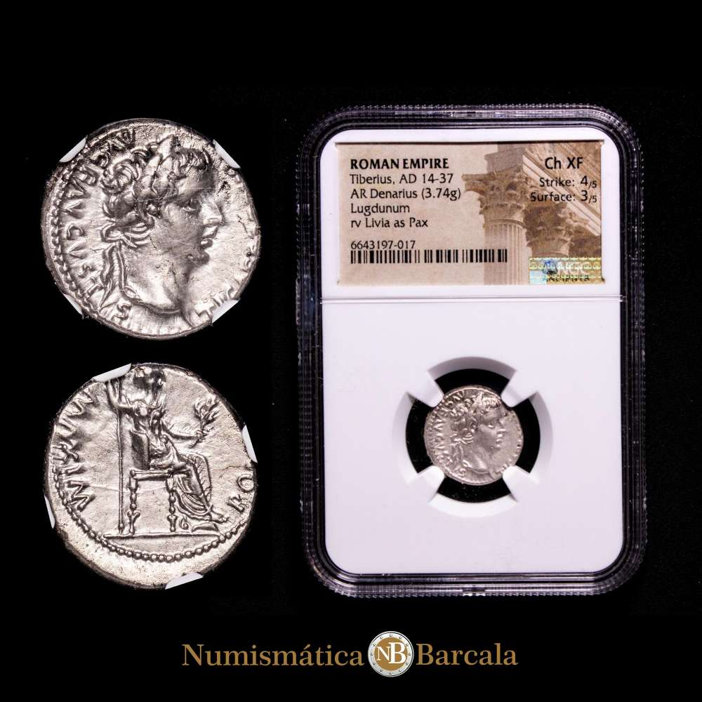 Tiberio. Denario. Lugdunum. 14-37 d.C. RIC-30. Ch XF.