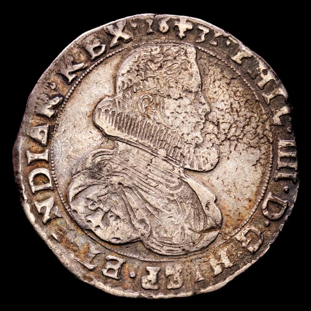 Felipe IV (1621-1665). 1 ducatón. 1631. Brujas. (Tauler-2884). (Vti-1207). (Vanhoudt-640.BG). Ag. 32,52 g. Tono. MBC.