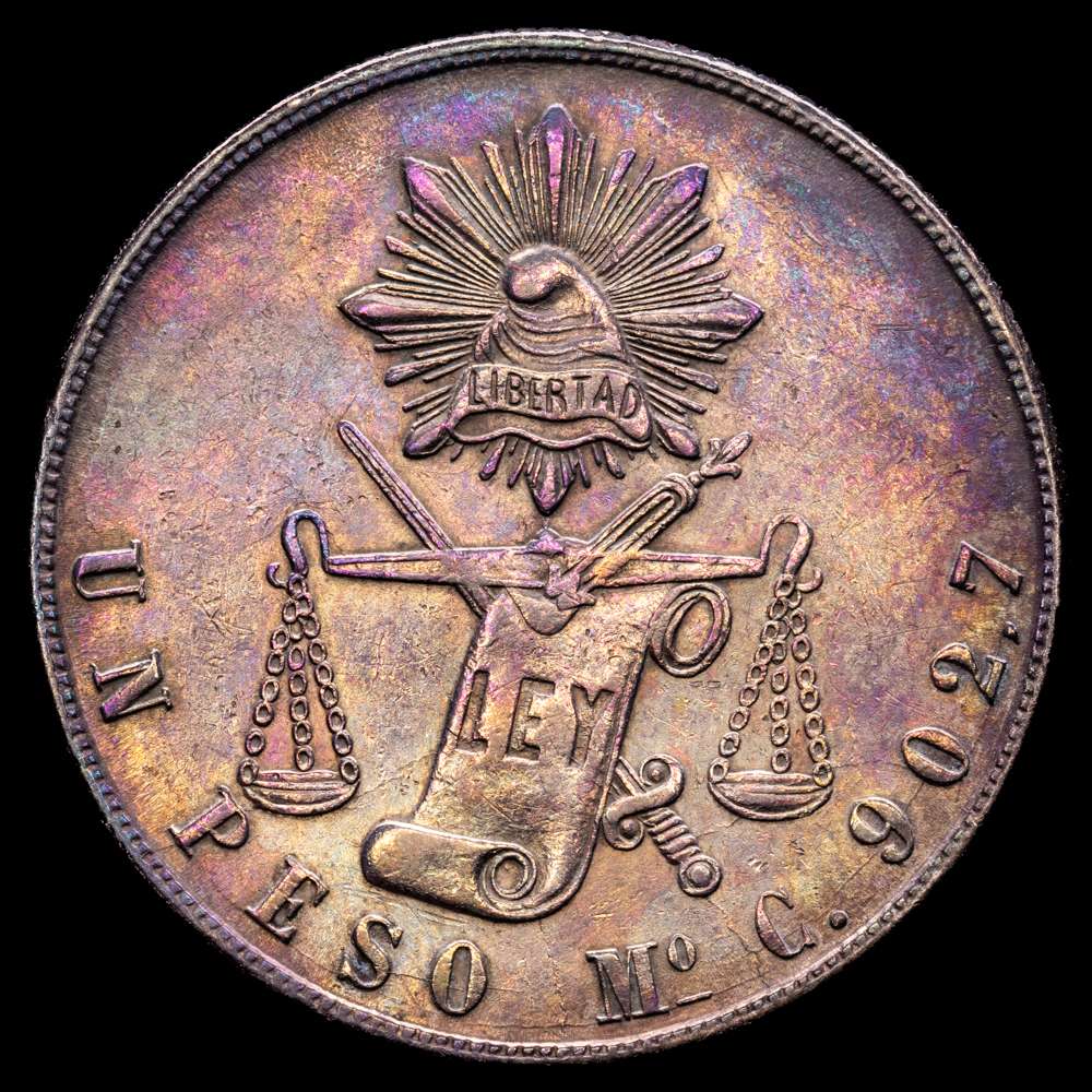 México. 1 peso. 1870. México. (Km-408.8). Ag. 27,07 g. XF.
