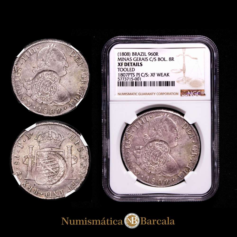 Carlos IV 8 Reales. 1807. Potosí. Ensayador P·J. XF Details. 960 Reis