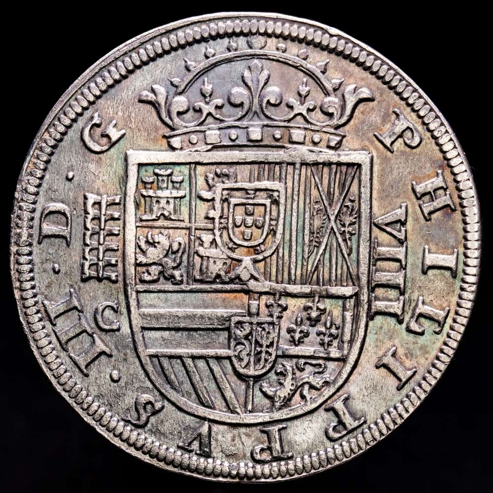 Felipe III. 8 Reales. (26,99 g.). Segovia. 1611. C. (AC-943). EBC-. Pátina grisácea oscura. Muy rara. EBC-.