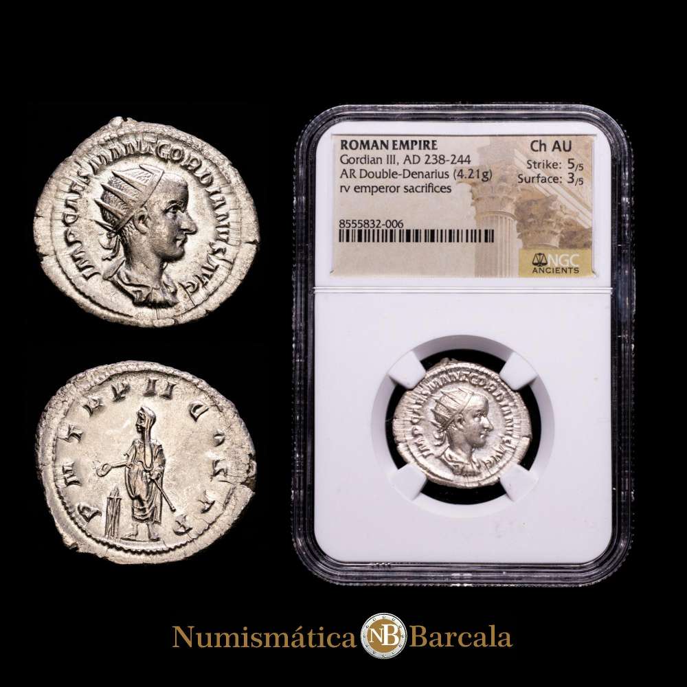 Gordiano III (238-244). Antoniniano. Roma. RIC 37. (24 mm. 4,21 g). Encapsuldo por NGC como AU Strike: 5/5, Surface: 3/5.