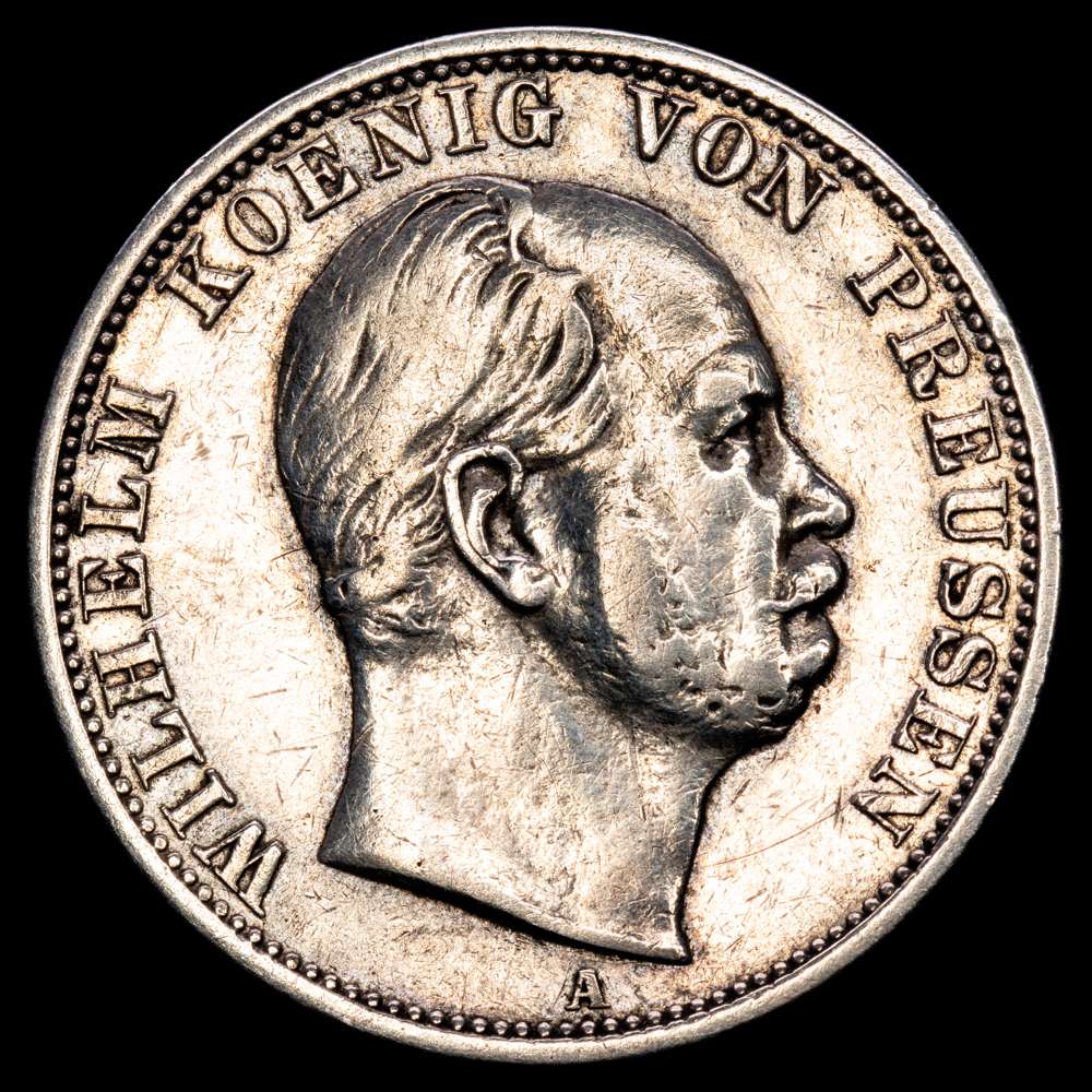 ESTADOS ALEMANES Thaler. 1871-A. GUILLERMO I. PRUSIA. 18,43grs. (Ligeras rayitas). KM-494. MBC+.