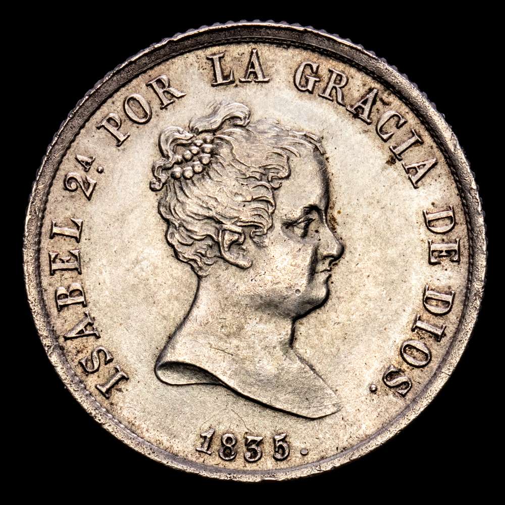 Isabel II. (1833-1868). Madrid. 1835. CR. 4 reales. (AC. 442). Bella. Rara y más así. 5,94 g. EBC+.