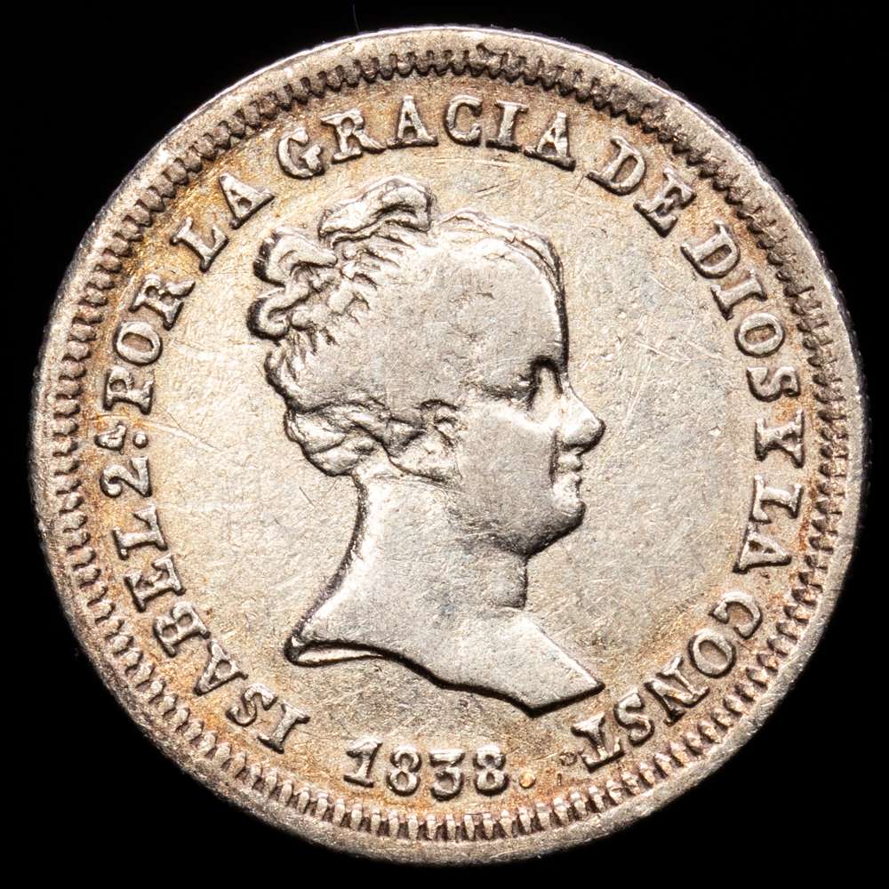 Isabel II (1833-1868). 1 real. 1838. Madrid. CL. (Cal-292). Ag. 1,54 g. MBC/MBC+