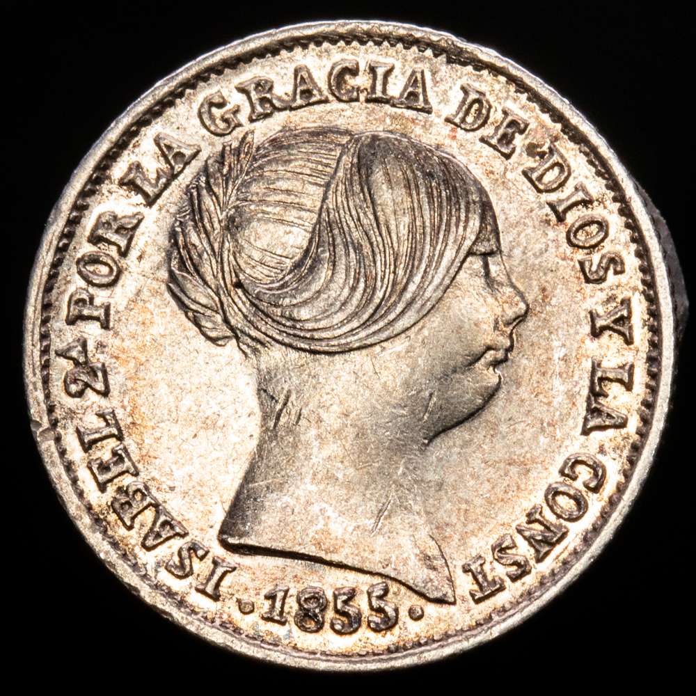 Isabel II (1833-1868). 1 real. 1855. Sevilla. (Cal-325). Ag. 1,22 g. MBC+.